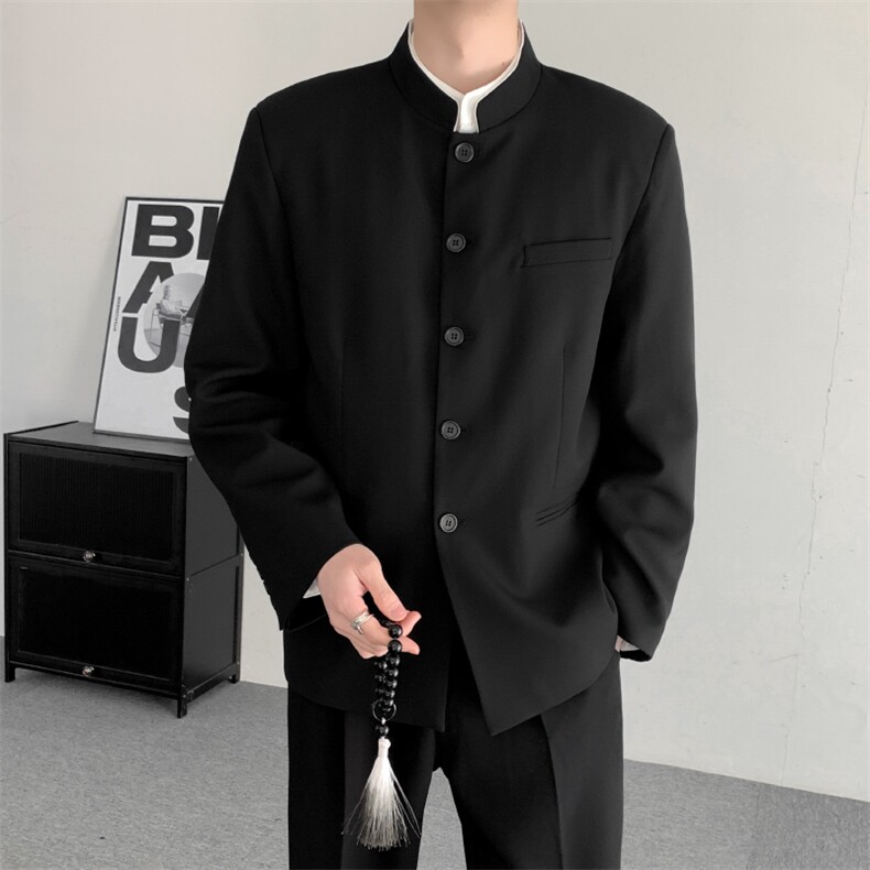 2025秋季新中式中山装结婚礼服西服立领成人礼大码男装外套图片