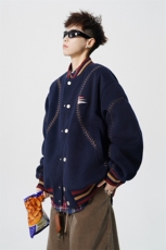 美式旗帜字母刺绣大码S-2XL夹棉聚酯纤维棒球棉衣男78156P148，男装棉衣，星座227-7