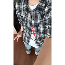 夏季数据短袖衬衣美式复古格子半袖衬衫小众上衣CS2510P40，男装T恤，电商A128