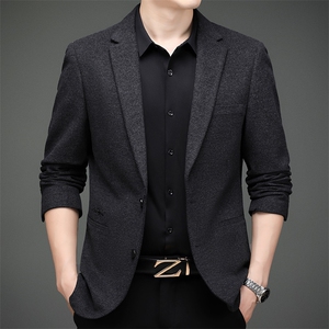 男士2023年秋季新款长袖休闲西服中青年纯色便服外套AJY8608-P180图片