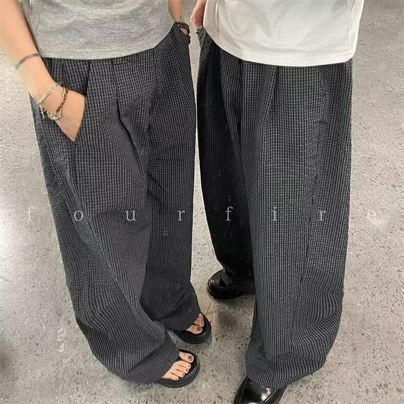 703-K500-P45抖音格纹休闲弯刀格子长裤,男装休闲裤,星座703