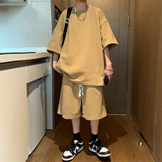 新款夏季短袖T恤套装港风吸汗凉爽宽松休闲潮流男装TZ5908P70，男装休闲套装，电商A086