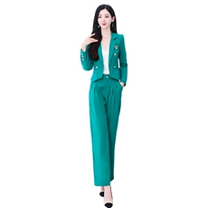 职业小西装套装女高级感2022秋装新款气质名媛女神范阔腿裤两件套，女装套装/套裙，丽美静依