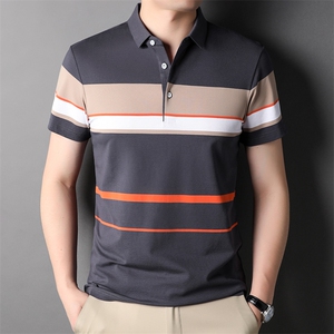 爸爸t恤男士短袖夏季中年翻领男装中老年人冰丝polo衫上衣服夏装图片