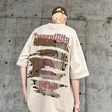 XZ517A-BK3001-P28大码男装2023涂鸦简约潮流情侣T，男装T恤，星座517A