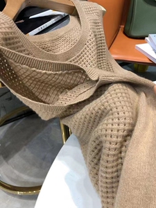 洋气百搭外穿羊绒针织镂空马甲女装春秋薄款宽松大码羊毛坎肩背心图片