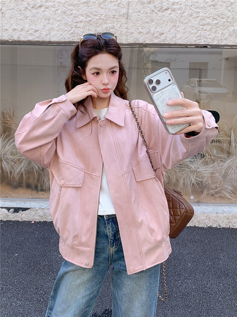 【现货】粉色夹克外套P160-K258，女装短外套，浙宝128A