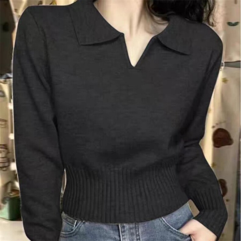 春季新款法式Polo领修身显瘦羊毛衫,女装羊毛衫,泰沅羊绒