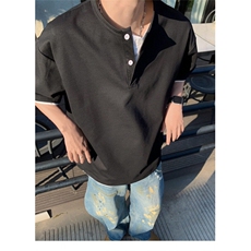 高品质夏款男假两件T恤短袖二粒扣宽松休闲汗衫T恤衫T113P48，男装T恤，星座1013-1