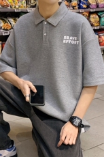 夏季新品学生简约休闲假两件潮宽松翻领T恤短袖1500-P45控价68，男装T恤，电商A441-1