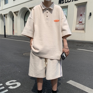新款夏季潮流ins五分裤新款男百搭POLO衫休闲港风套装TZ5906P70