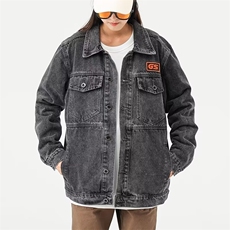 牛仔夹克工装口袋中性风字母毛巾刺绣外套大码M-4XLJ16P60，男装夹克，星座1013-1