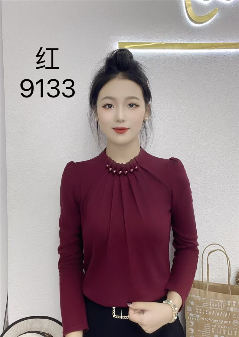 2024年秋季纯色百搭打底衫宽松小衫女，女装衬衫，思沃羊绒