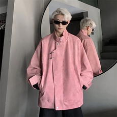TP80现货2026秋季PU皮金属扣港风高街中性男女小众外套A170-W353，女装短外套，电商A170
