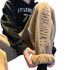 抖音品质大码男裤重磅双面奥粒绒加绒加厚束脚休闲裤M-5XL特P45，男装卫衣，电商B325