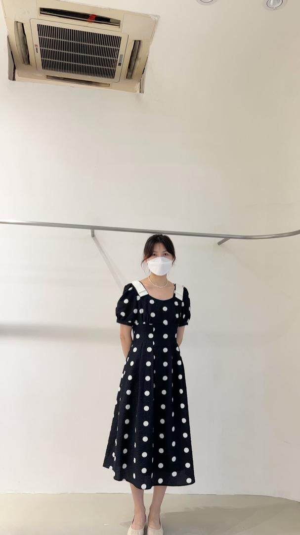 波点蝴蝶结连衣裙，女装连衣裙，Must Bloom绽放