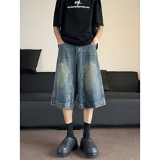 夏季牛仔短裤男美式高街裤子痞帅宽松休闲DK081/P43，男装牛仔裤，电商D202-1
