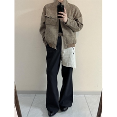 【有货】千鸟格哈灵顿毛呢夹克短款立领外套JK6627特P78，男装夹克，星座908-1