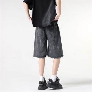 破洞牛仔短裤男款夏季休闲直筒五分裤休闲裤914-4-606 P35控58图片