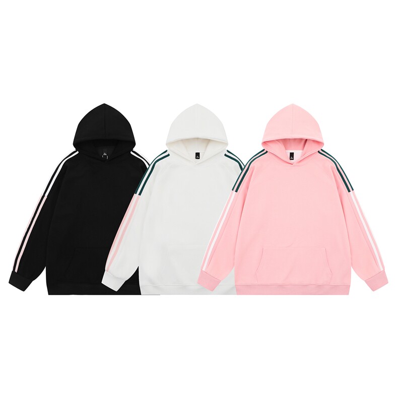 光板得物\唯品二开三条杠撞色拼接插肩袖连帽ins卫衣A71P38,男装卫衣,电商A247
