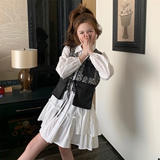 春款甜酷时尚马甲连衣裙两件套2D151-2520-P195-K278，女装套装/套裙，2D151