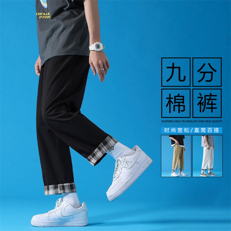纯棉亲肤运动高街风潮流休闲个性裤脚设计九分棉裤 K615-特批35图片