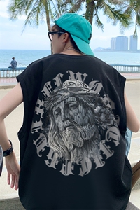XZ514-2-1223-P23 个性头像印花 夏季坎肩 无袖T恤 男装背心/马甲图片