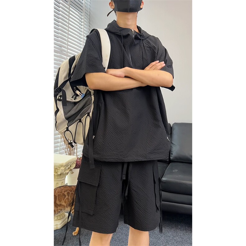 直播~泡泡纱短袖短裤休闲套装A468特P60控108,男装牛仔裤,电商A309