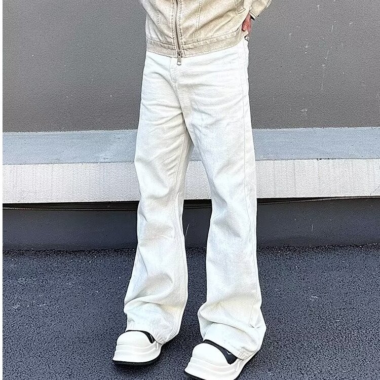 美式微喇叭牛仔裤男高街cleanfit宽松直筒拖地长裤子N6023,男装牛仔裤,星座1116A（原606A-3）