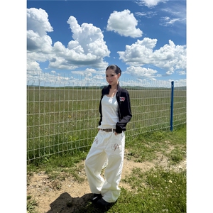 美式复古美拉德爱心刺绣立领针织衫女秋季休闲修身显瘦外套图片