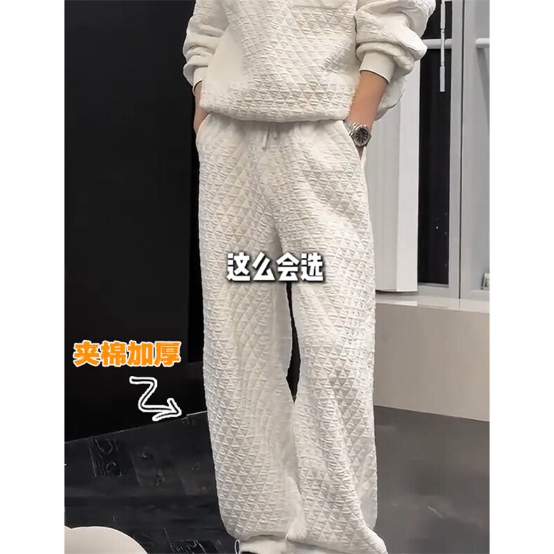 特批P35无差价冬季菱格夹棉加厚男休闲保暖大码拖地裤K5692J加棉,男装休闲裤,电商A001-1