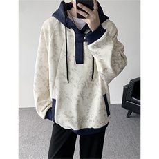 WY10158-特P55控98新款连帽撞色解构拼接大码男宽松情侣卫衣，男装卫衣，电商A059