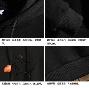 WY2040-P40 纯连帽卫衣男大码运动帽衫宽松薄外套 砖墙挂拍图片