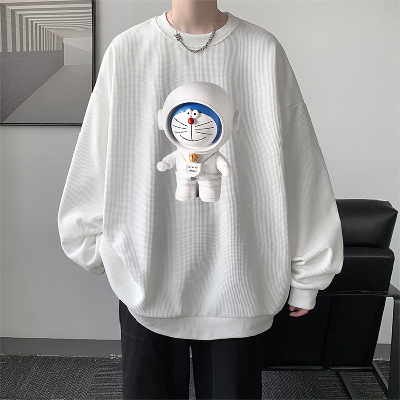 华夫格卫衣圆领卫衣男大码长袖t恤男外套HW76233-P30加绒款-P40,男装卫衣,电商A040