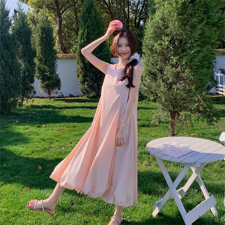 韩版时尚泡芙双层花苞无袖背心裙2025新款小个子甜美减龄连衣裙,女装连衣裙,浙宝276（原081）
