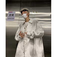 美式复古潮牌背后字母牛仔外套男女宽松破坏毛边情侣夹克JN8944，男装夹克，星座1116A-1（原606A）