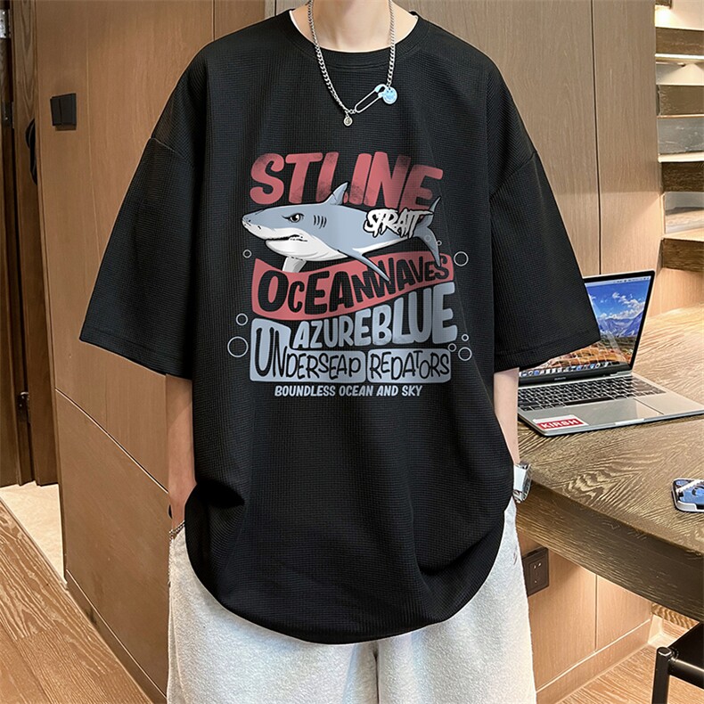 华夫格t恤男短袖男大码五分袖酒店风HT73331-P22,男装T恤,电商A040