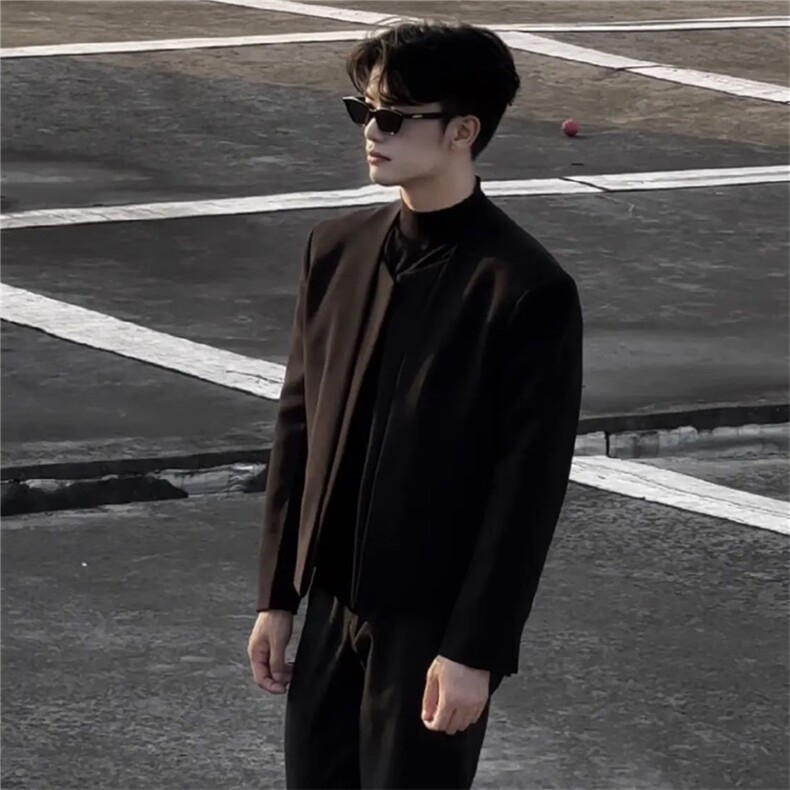 网图AIXKOM｜2025款无扣拼接门襟设计感百搭小西服男生XF408-P75,男装西服,星座1213