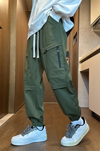 港风休闲裤冲锋裤伞兵裤宽松运动裤拖地裤束脚裤男KP833 P50图片