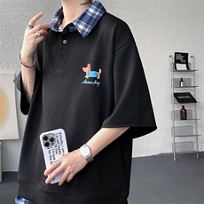 现货DX10119-特批30控68夏季新款大码假两件腊肠狗短袖T恤，男装T恤，电商A059