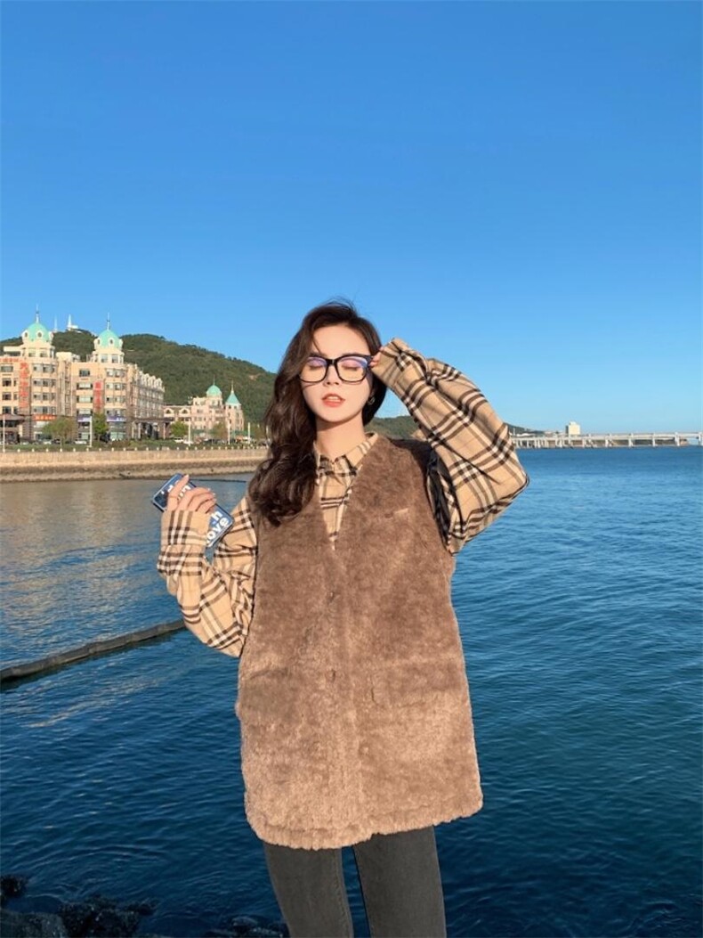 皮毛一体马甲，女装马甲，唯品