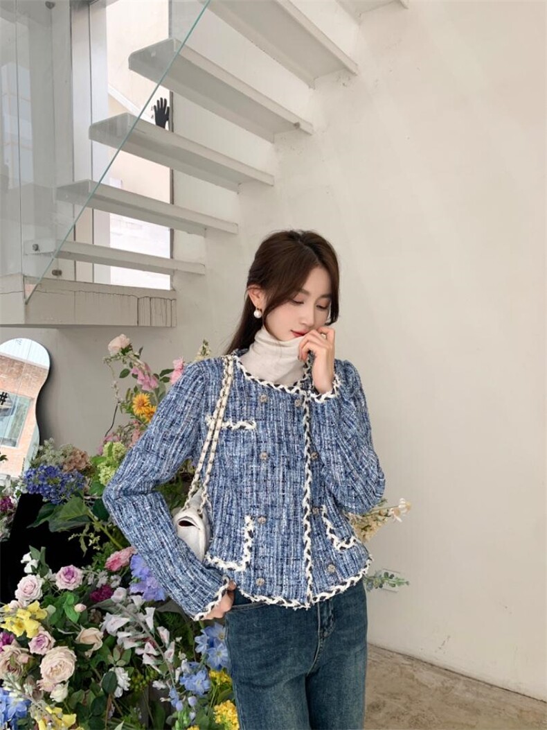 欧韩时尚气质高雅淑女牛仔兰小香风外套，其它，荷塘月色
