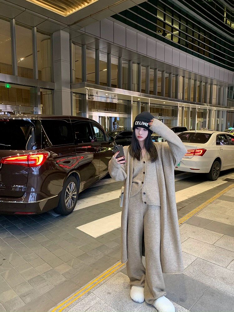时尚秋冬保暖长款过膝羊毛开衫显瘦百搭气质女装外套,女装羊毛衫,聚奥羊绒