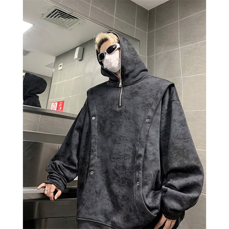 现货水洗脏脏布加绒大码连帽卫衣WY10078-特P45加绒特P50,男装卫衣,电商A059