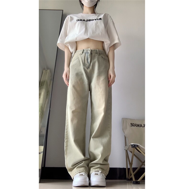B221高街美式ins纯色百搭男女同款直筒牛仔裤LK22048-P55控78,男装牛仔裤,电商B221