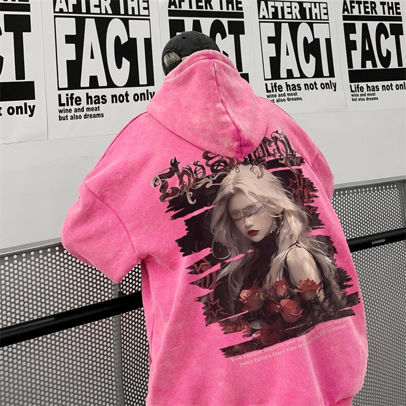 美式重磅水洗复古连帽卫衣潮流大码潮牌做旧XZ517A-BK6676-P68，男装卫衣，星座517A