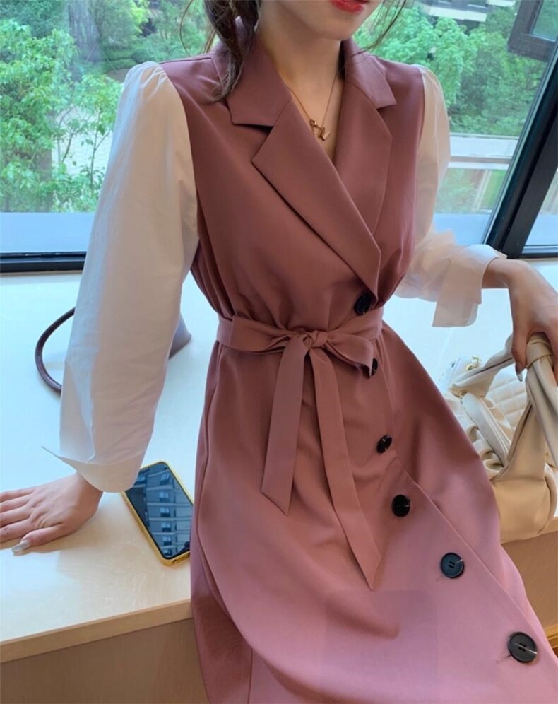 拼接棉布连衣裙，女装连衣裙，虹朵朵