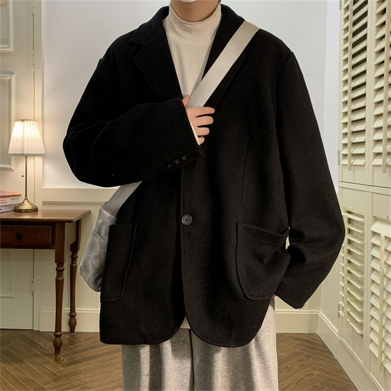 N6169/P95加棉P105冬季新开叉呢料毛呢西服男宽松外套上衣呢大衣,男装西服,电商A141