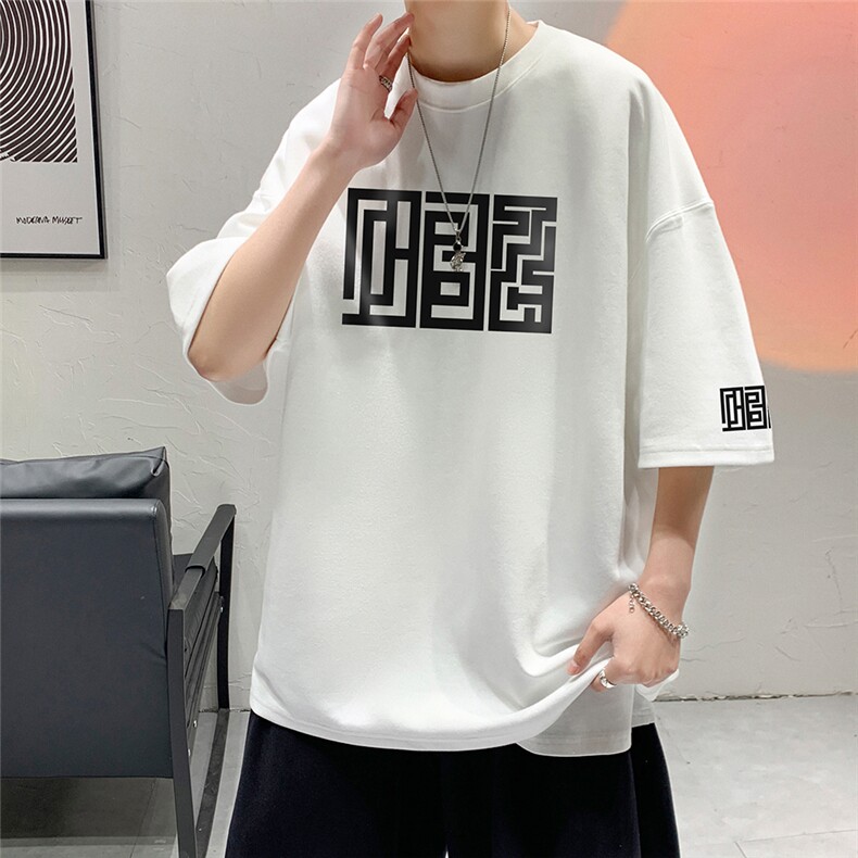 200g抖音质量夏新款短袖T恤美式复古街头五分袖男T6001P28控45,男装T恤,电商A268A