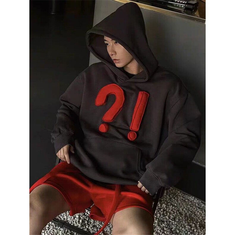 美式复古立体塞棉卫衣男春秋潮牌高街痞帅连帽衫oversize情侣外套,女装短外套,星座1005-6